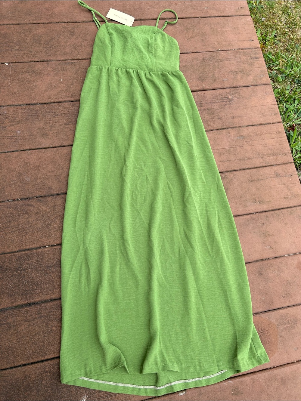 Monteau Lime Green Maxi Dress Skirt with Spaghetti Straps